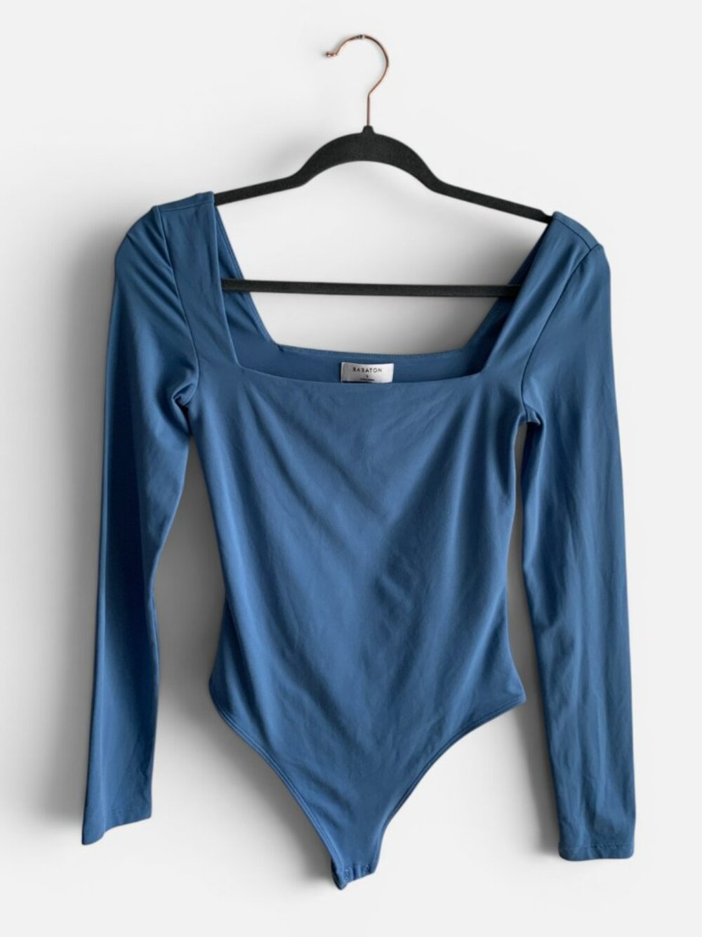 Babaton Contour Squareneck Long Sleeve Bodysuit Blue Size Small